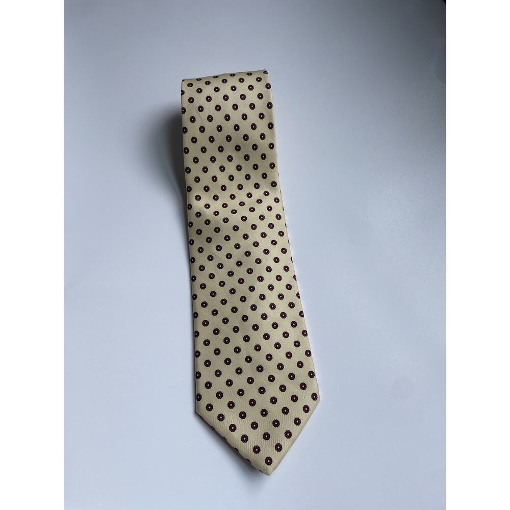 VTG Brooks Brothers Makers 100% Silk Designer Necktie Yellow Red Poppy
